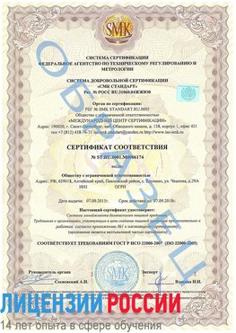 Образец сертификата соответствия Реутов Сертификат ISO 22000